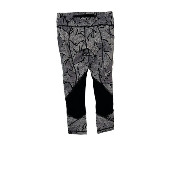 Lululemon Pace Rival Crop 23" 6  High Rise Pockets Black White Print EUC B77 - Picture 3 of 6